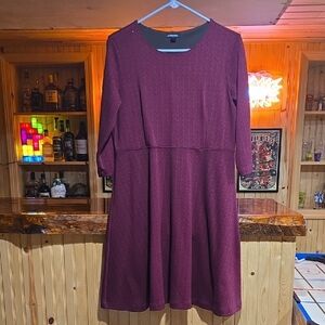 Lands' End Long Sleeve Maroon Dress